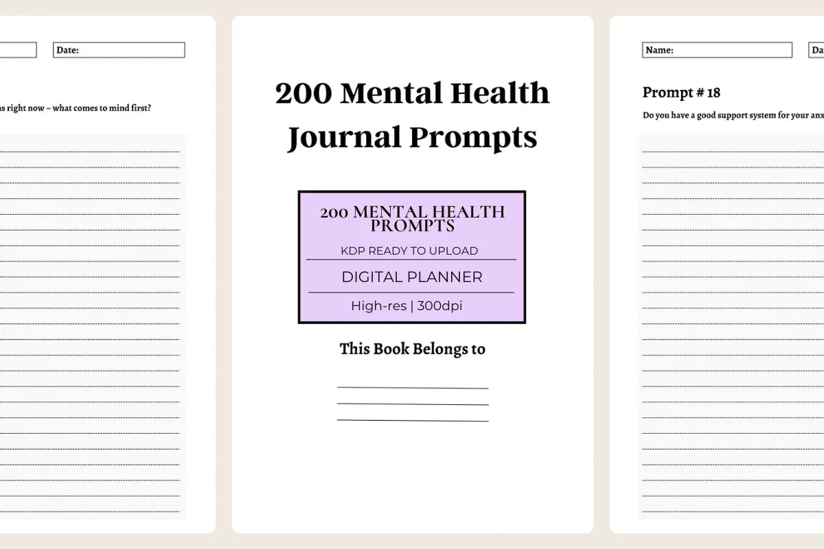 200 Mental Health Journal Prompts KDP Planner - CraftNest - Digital Crafting and Art