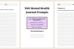 200 Mental Health Journal Prompts KDP Planner - CraftNest - Digital Crafting and Art
