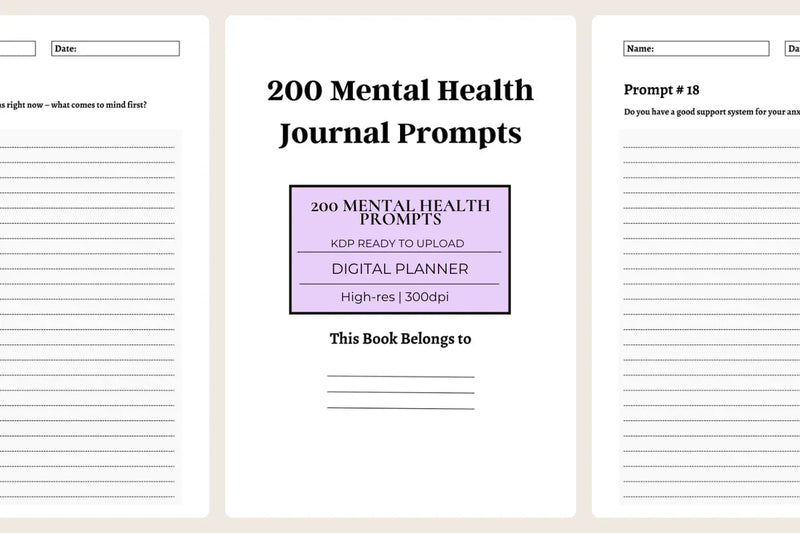 200 Mental Health Journal Prompts KDP Planner - CraftNest - Digital Crafting and Art