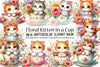 Floral Kitten Cup Clipart Bundle
