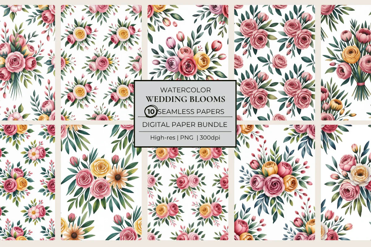 Wedding Blooms Seamless Papers - CraftNest - Digital Crafting and Art
