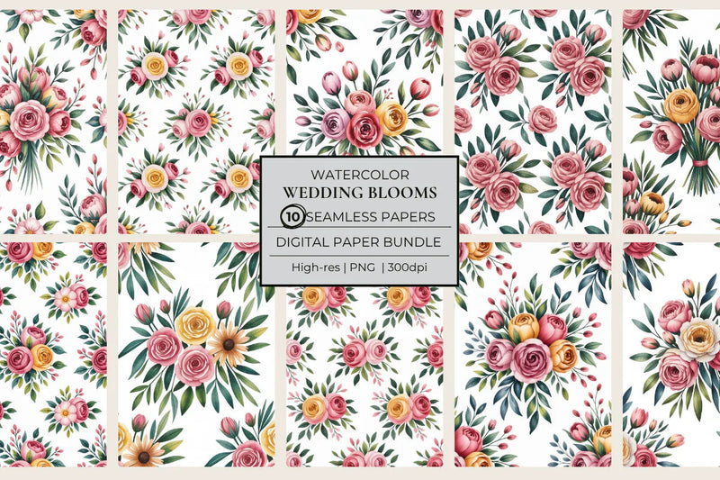 Wedding Blooms Seamless Papers - CraftNest - Digital Crafting and Art