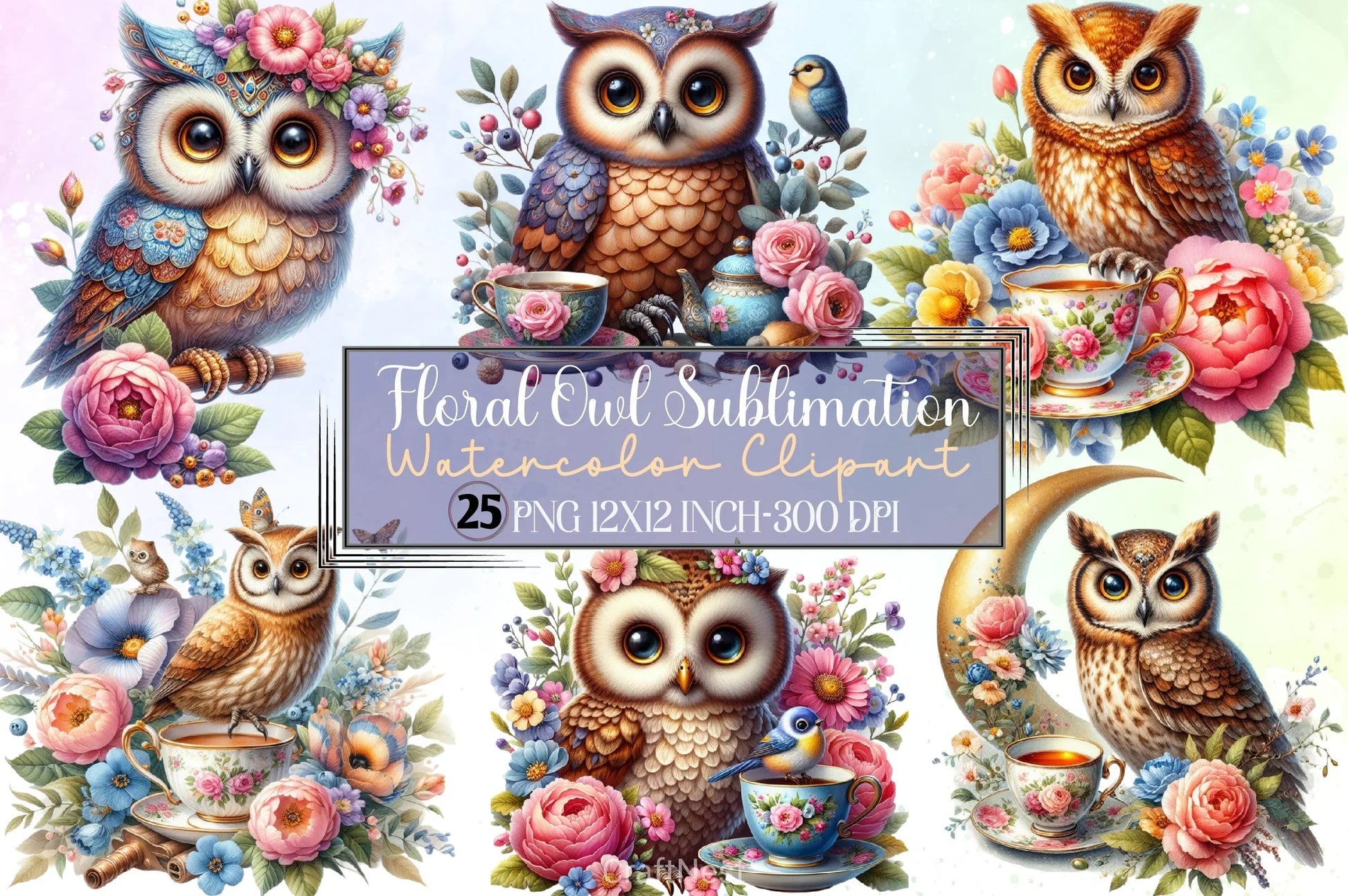 Floral Owl Clipart Bundle - CraftNest - Digital Crafting and Art