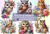 Floral Owl Clipart Bundle