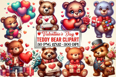 Valentine's Day Teddy Bear Clipart Bundle - CraftNest - Digital Crafting and Art