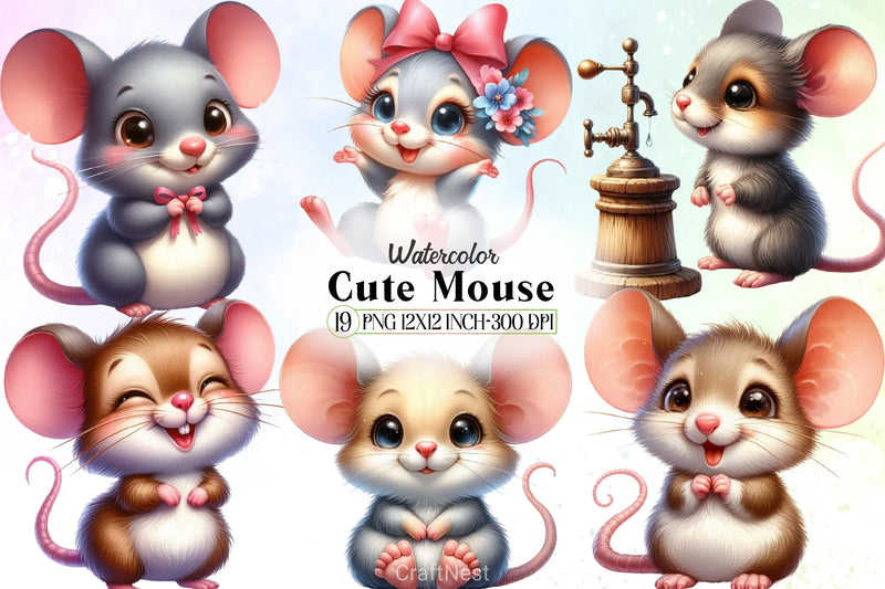 Cute Mouse Clipart Bundle - CraftNest - Digital Crafting and Art
