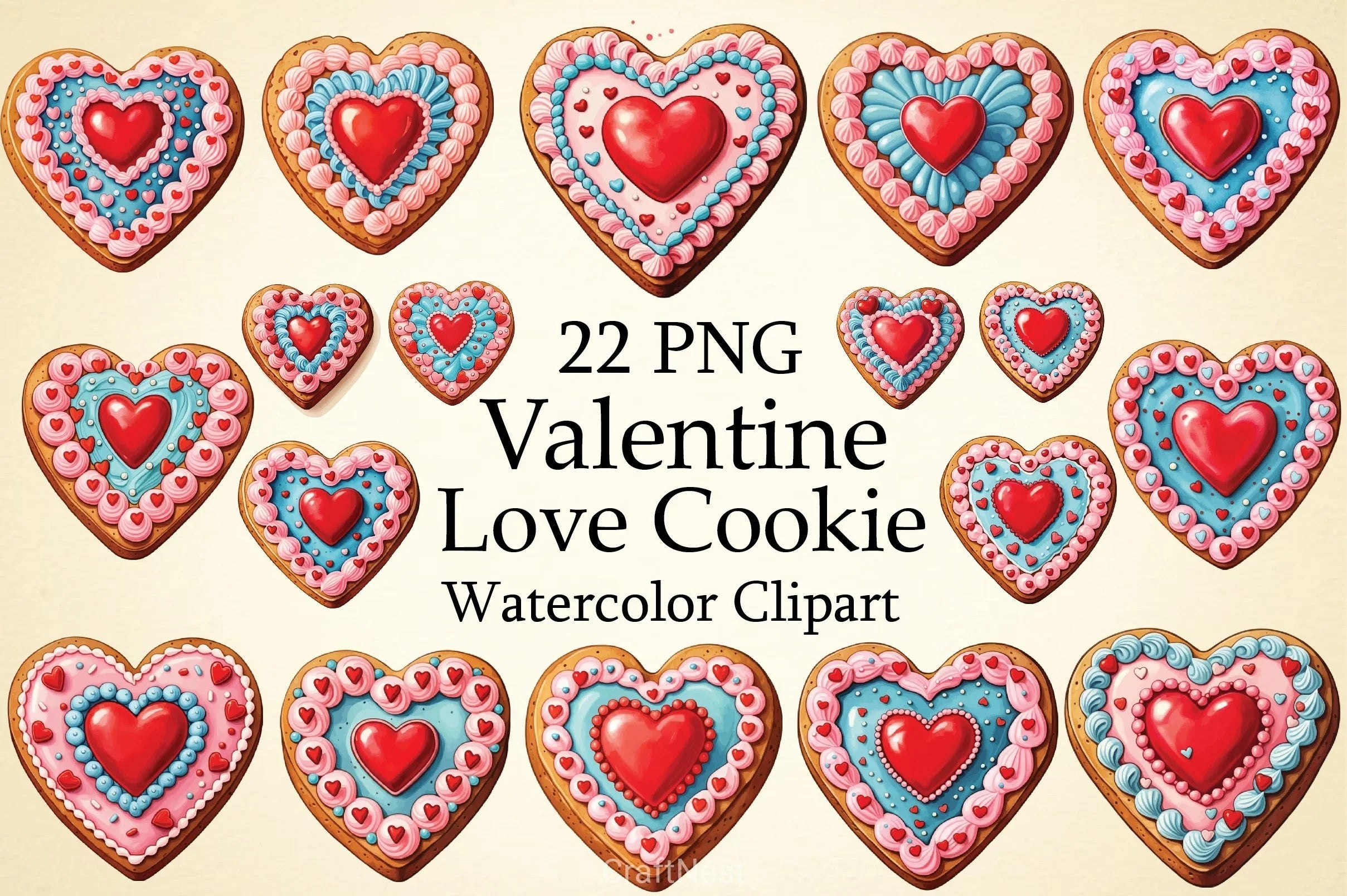 Valentine's Love Cookie Clipart Bundle - CraftNest - Digital Crafting and Art