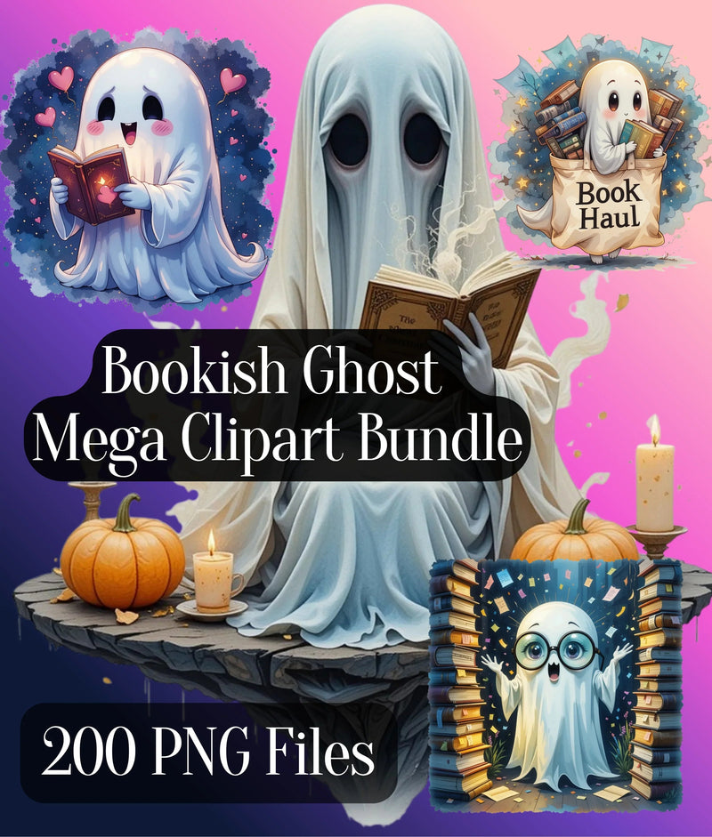 Bookish Ghost Clipart Bundle - CraftNest - Digital Crafting and Art