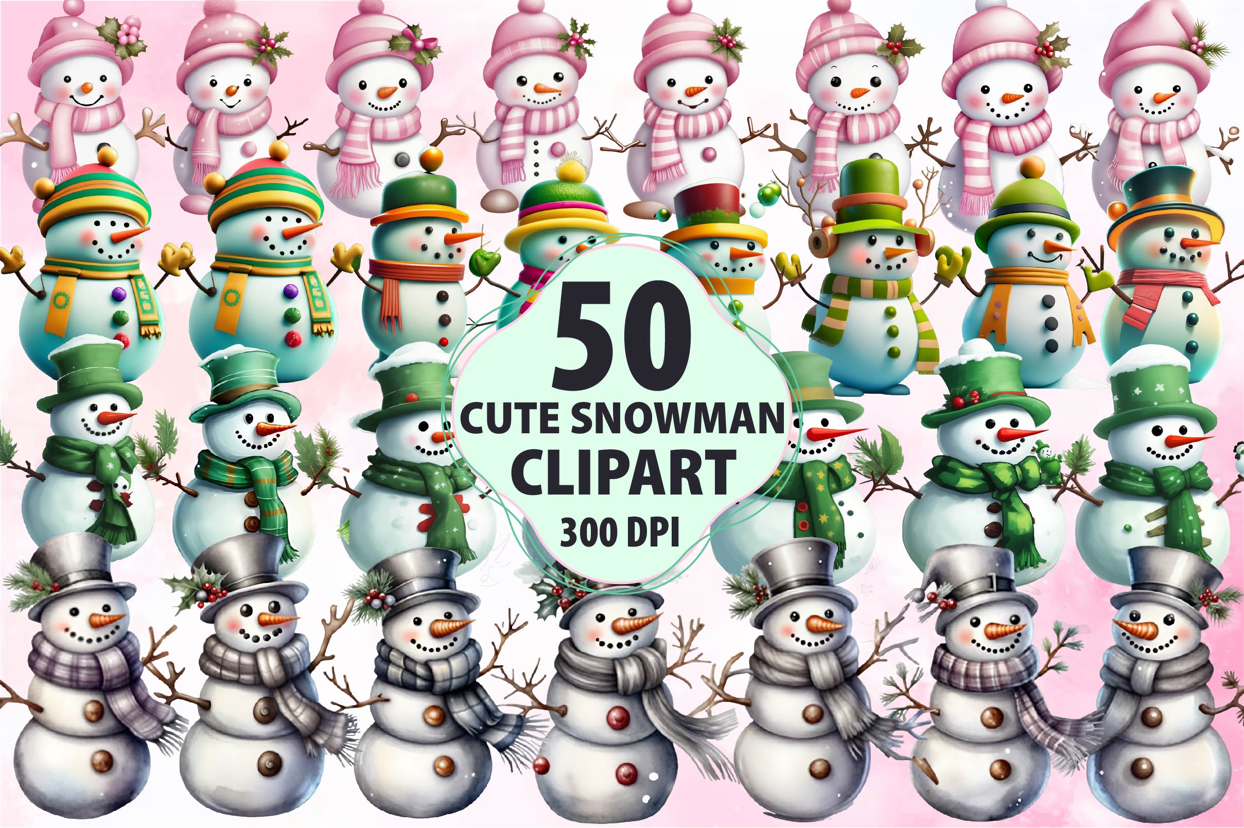 Snowman Collection Clipart Bundle