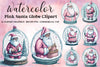 Pink Santa Claus In Snow Globe Clipart Bundle