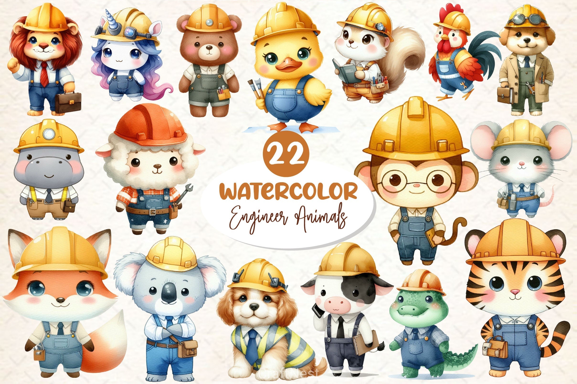 Engineer Animals Clipart Bundle