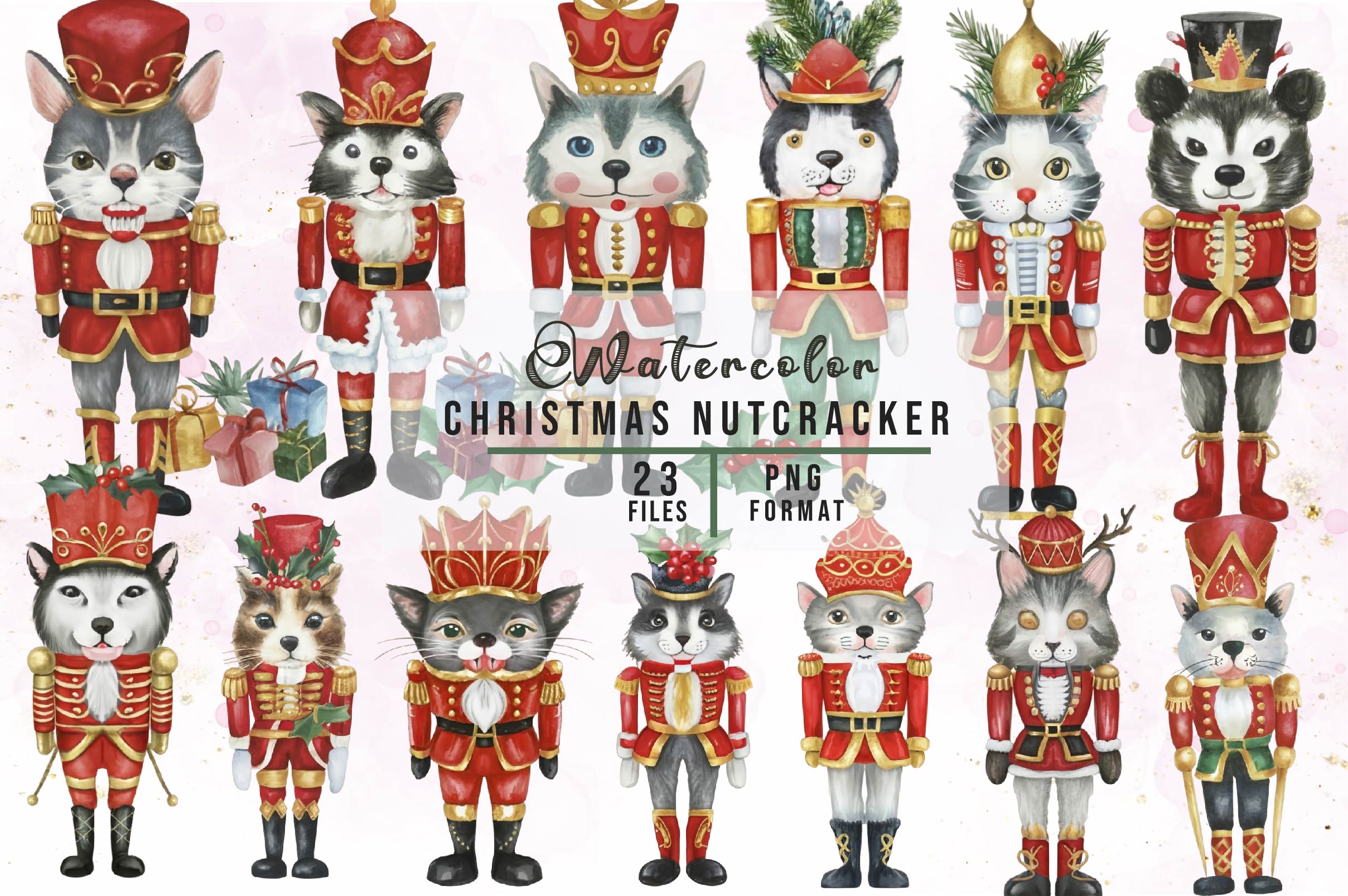 Animal Christmas Nutcracker Clipart Bundle