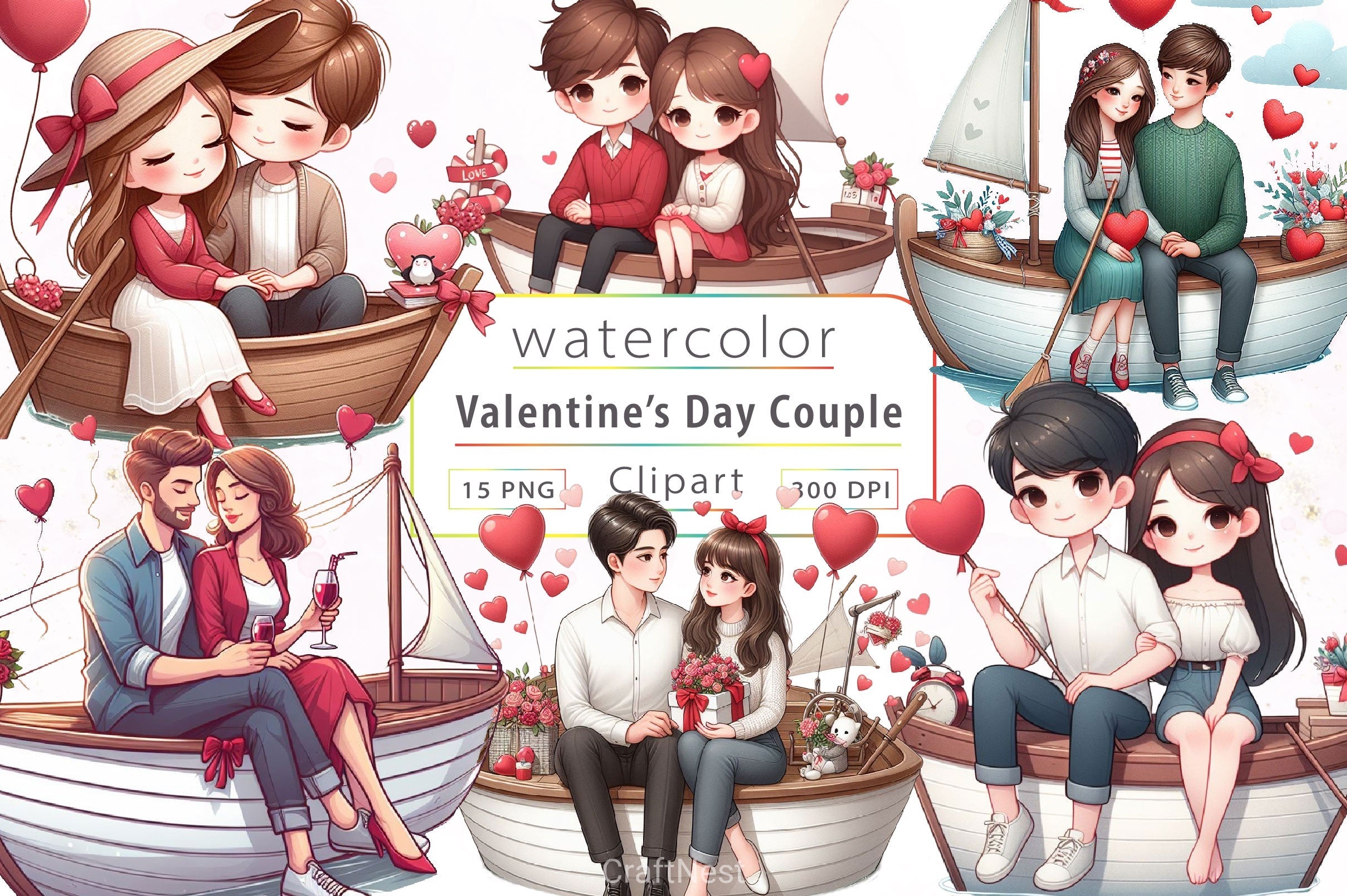 Valentines Day Couple Clipart Bundle