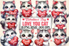 Love You Cat Valentine's Clipart Bundle