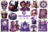 Antique Purple Halloween Set Clipart Bundle