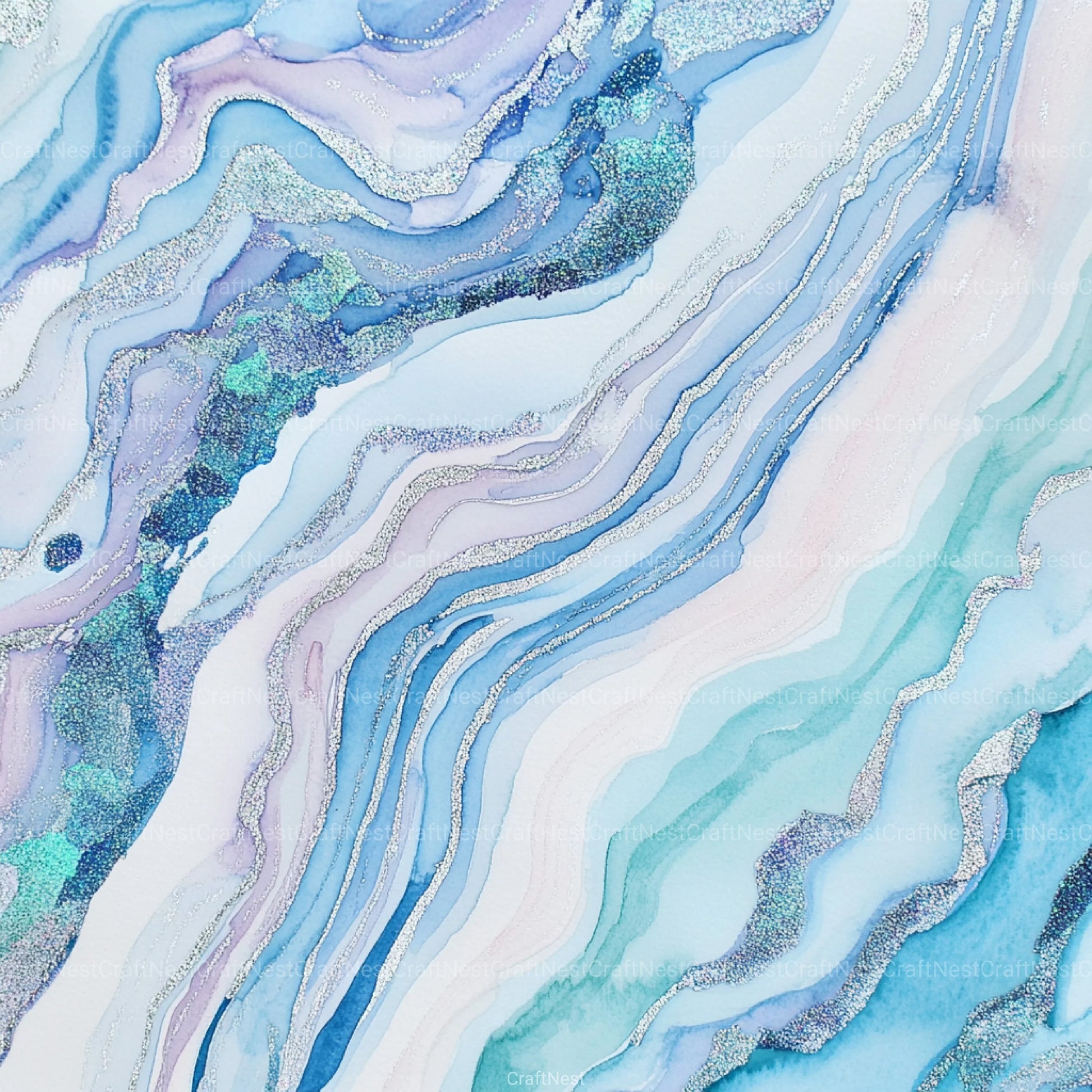 Blue Holographic Glitter Digital Paper - CraftNest - Digital Crafting and Art