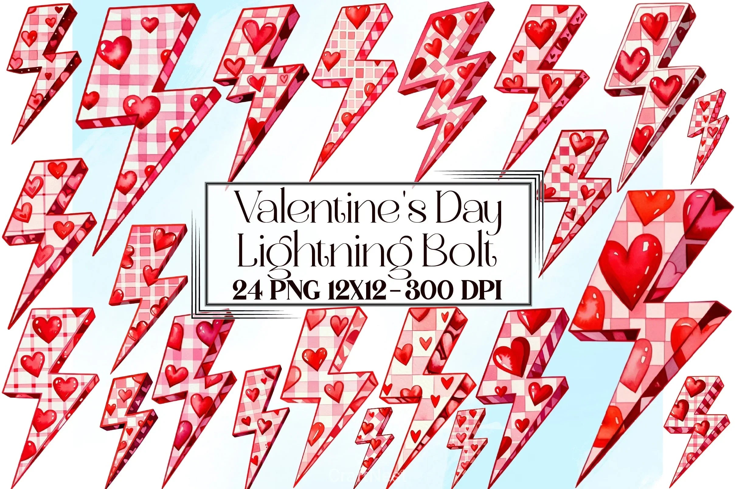 Valentine's Lightning Bolt Clipart Bundle - CraftNest - Digital Crafting and Art