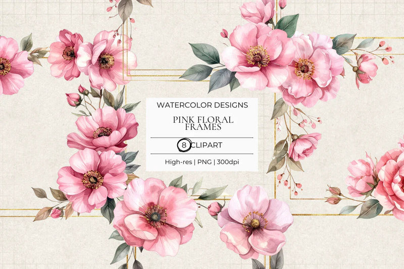 Pink Floral Frames Clipart - CraftNest - Digital Crafting and Art