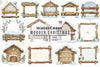 Rustic Wooden Christmas Village Clipart Bundle