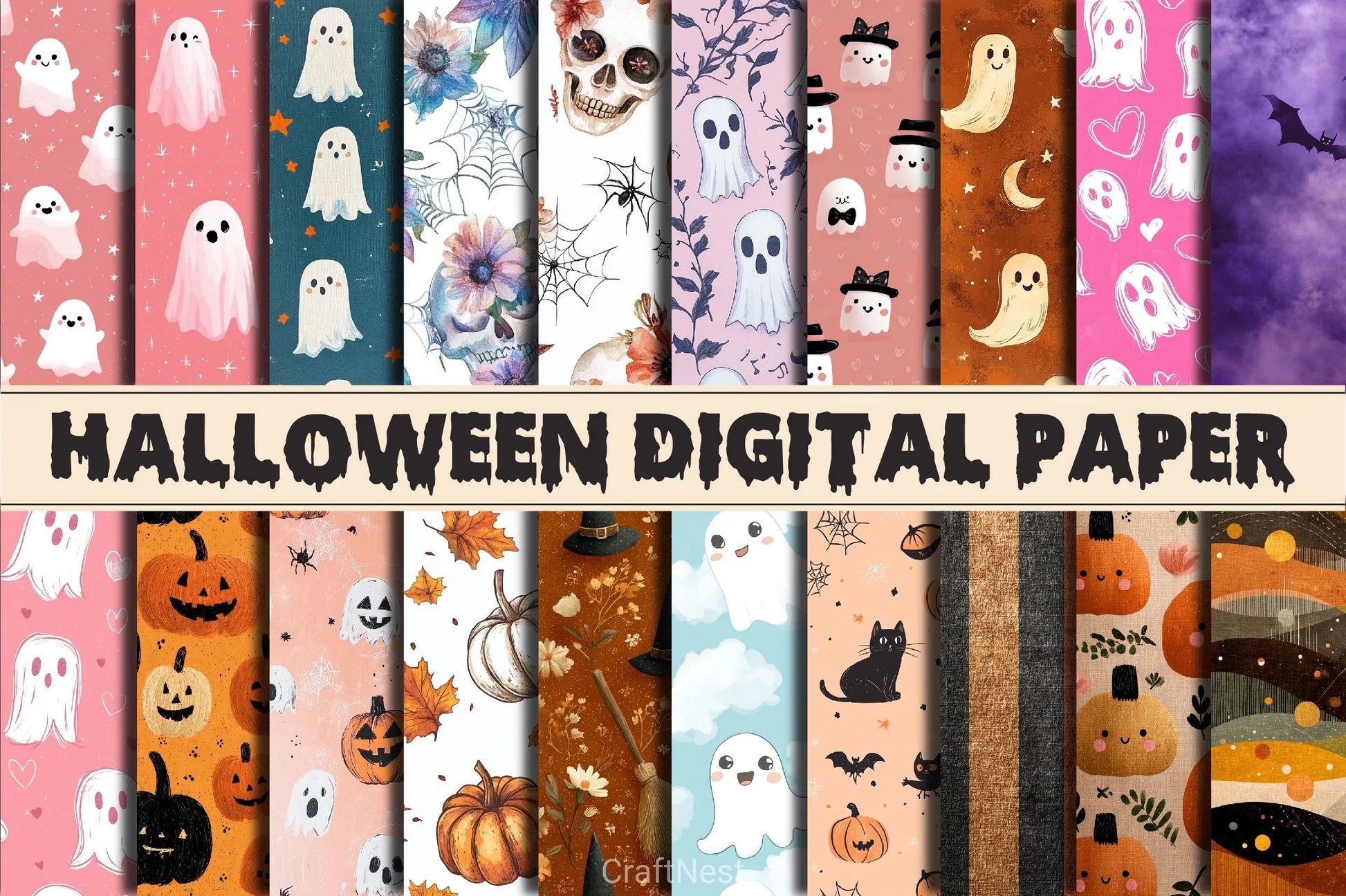 Halloween Digital Paper - CraftNest - Digital Crafting and Art