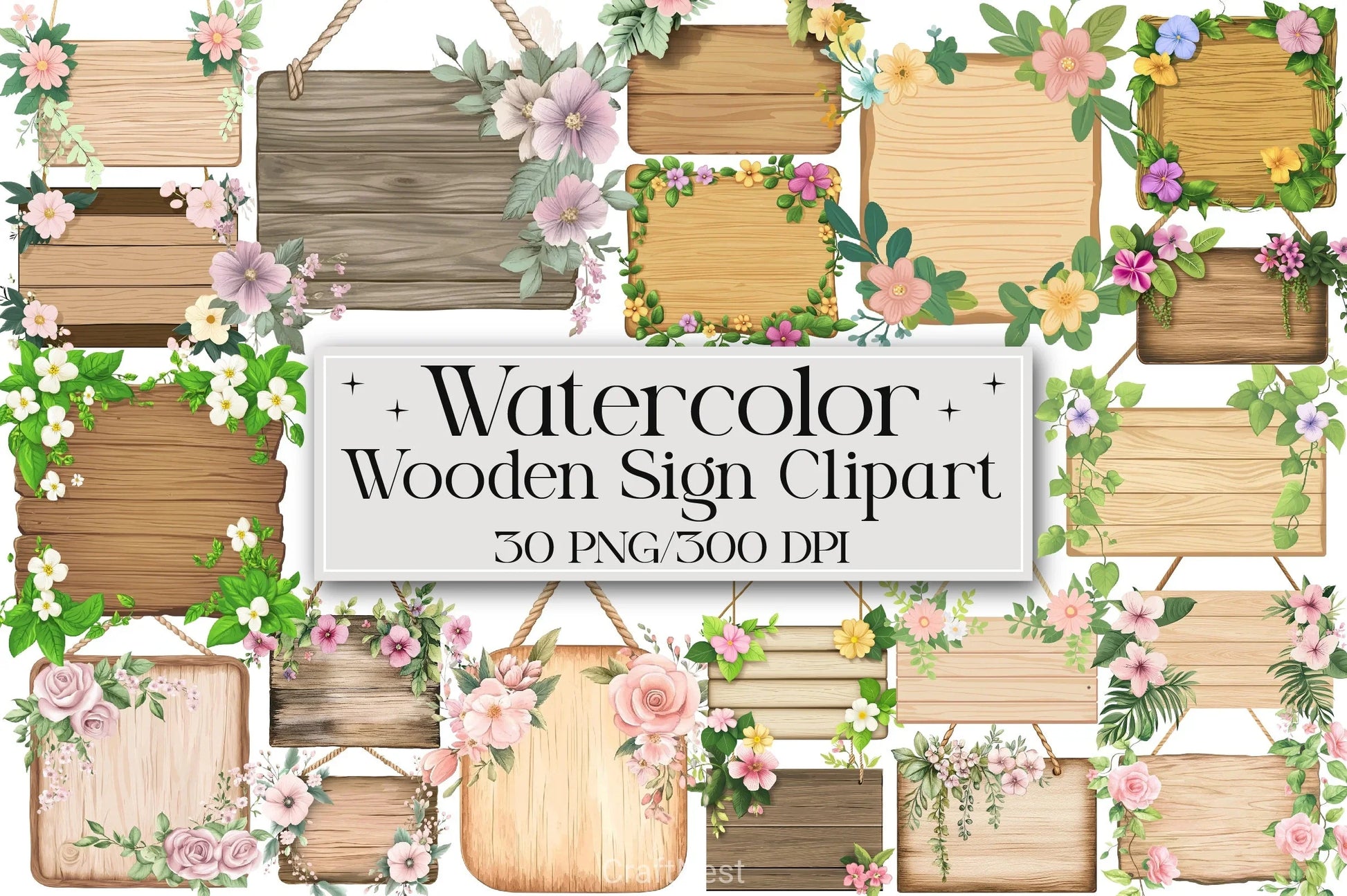 Wooden Sign Clipart Bundle 1 - CraftNest - Digital Crafting and Art
