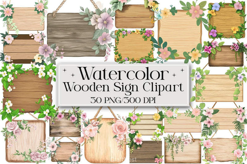 Wooden Sign Clipart Bundle 1 - CraftNest - Digital Crafting and Art