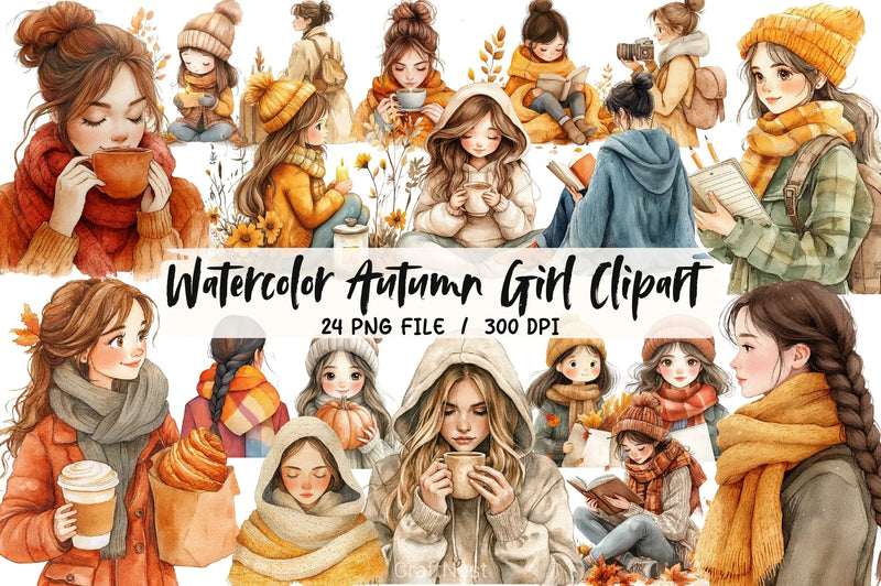Autumn Girl Clipart Bundle 3 - CraftNest - Digital Crafting and Art
