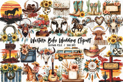 Western Boho Wedding Clipart Bundle 7 - CraftNest - Digital Crafting and Art
