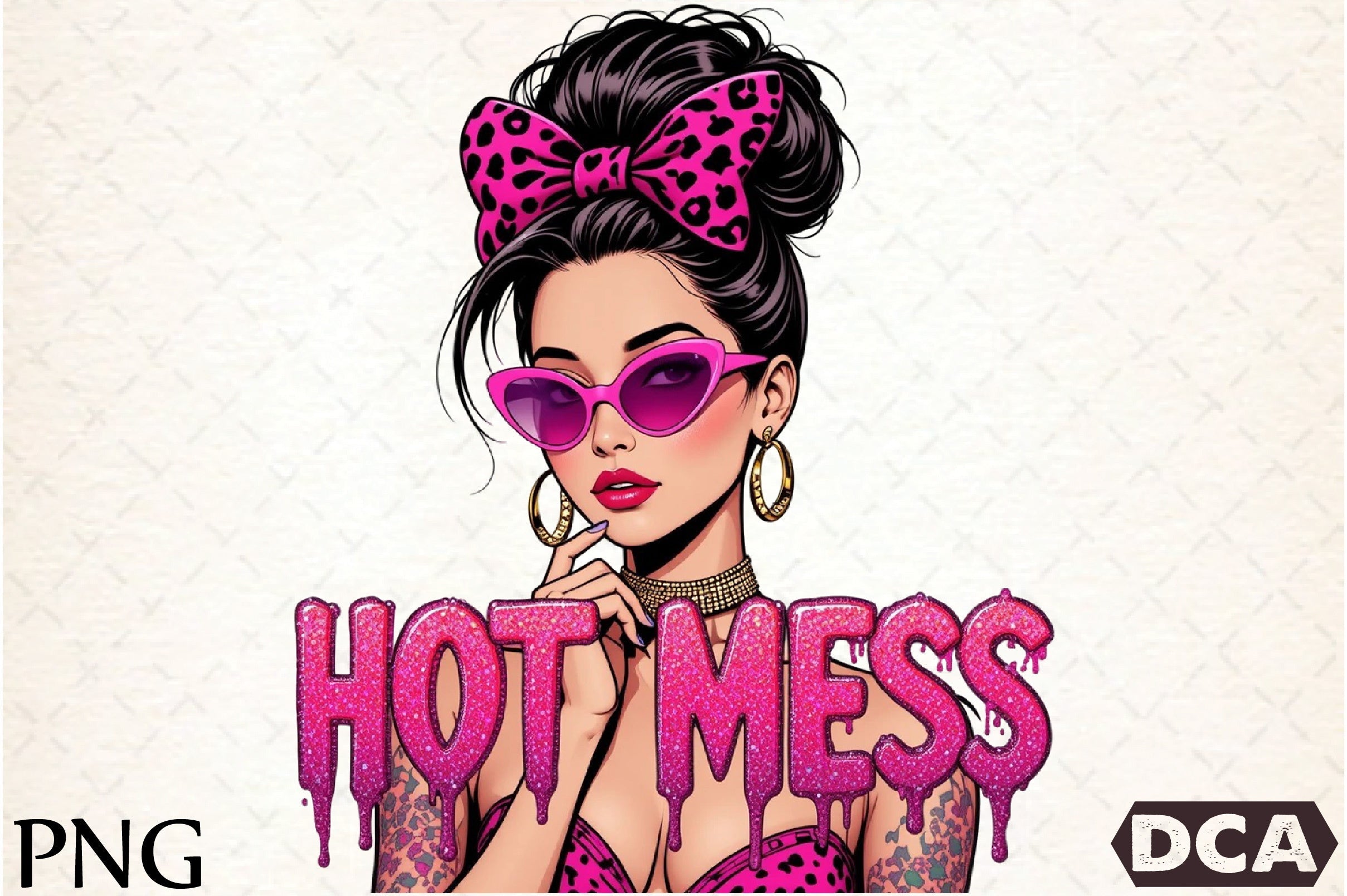 Pink Glitter Mom Leopard Print Clipart Bundle