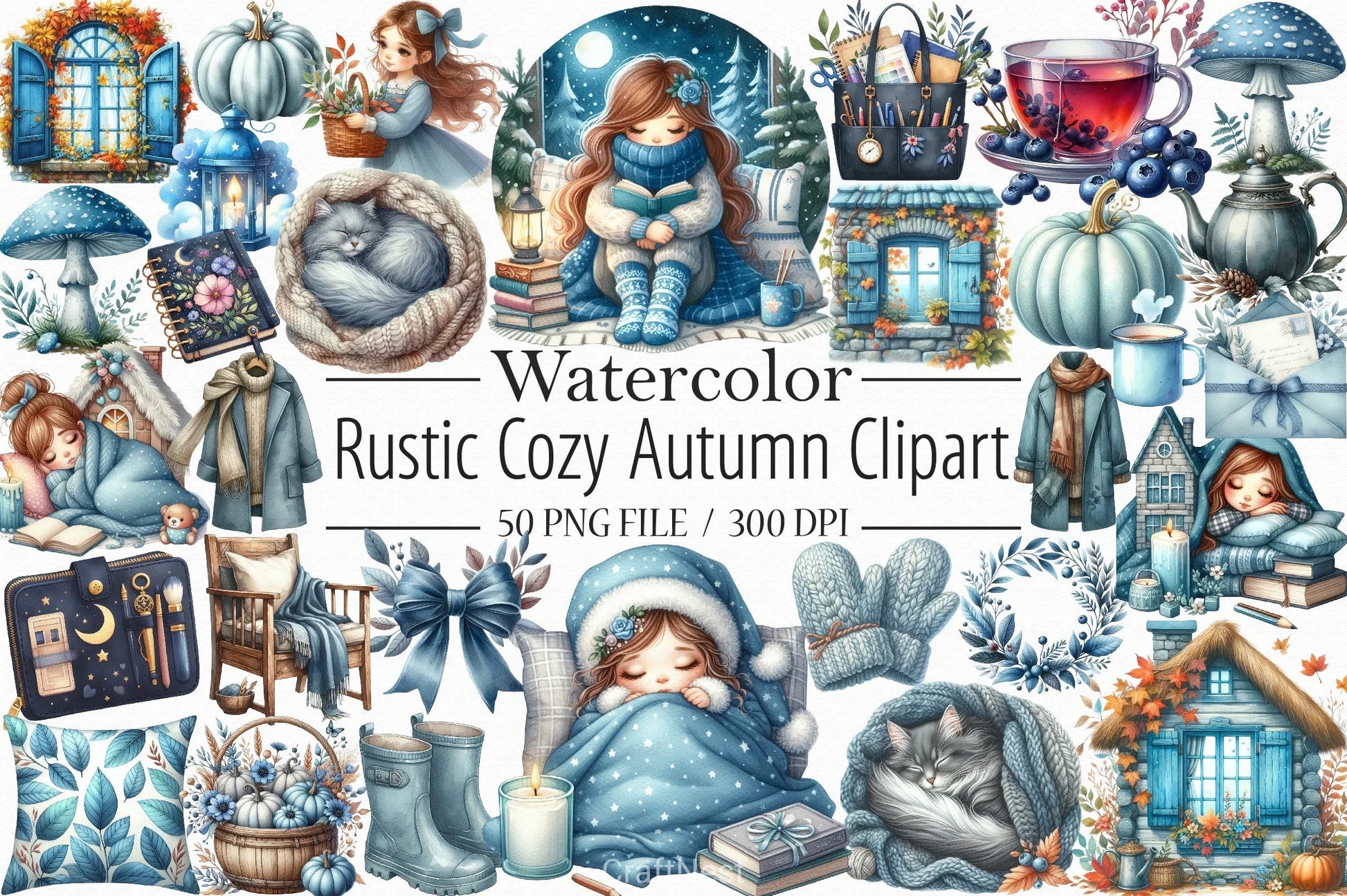 Rustic Cozy Autumn Clipart Bundle 2 - CraftNest - Digital Crafting and Art