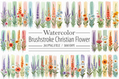 Brushstroke Christian Flower Clipart Bundle - CraftNest - Digital Crafting and Art