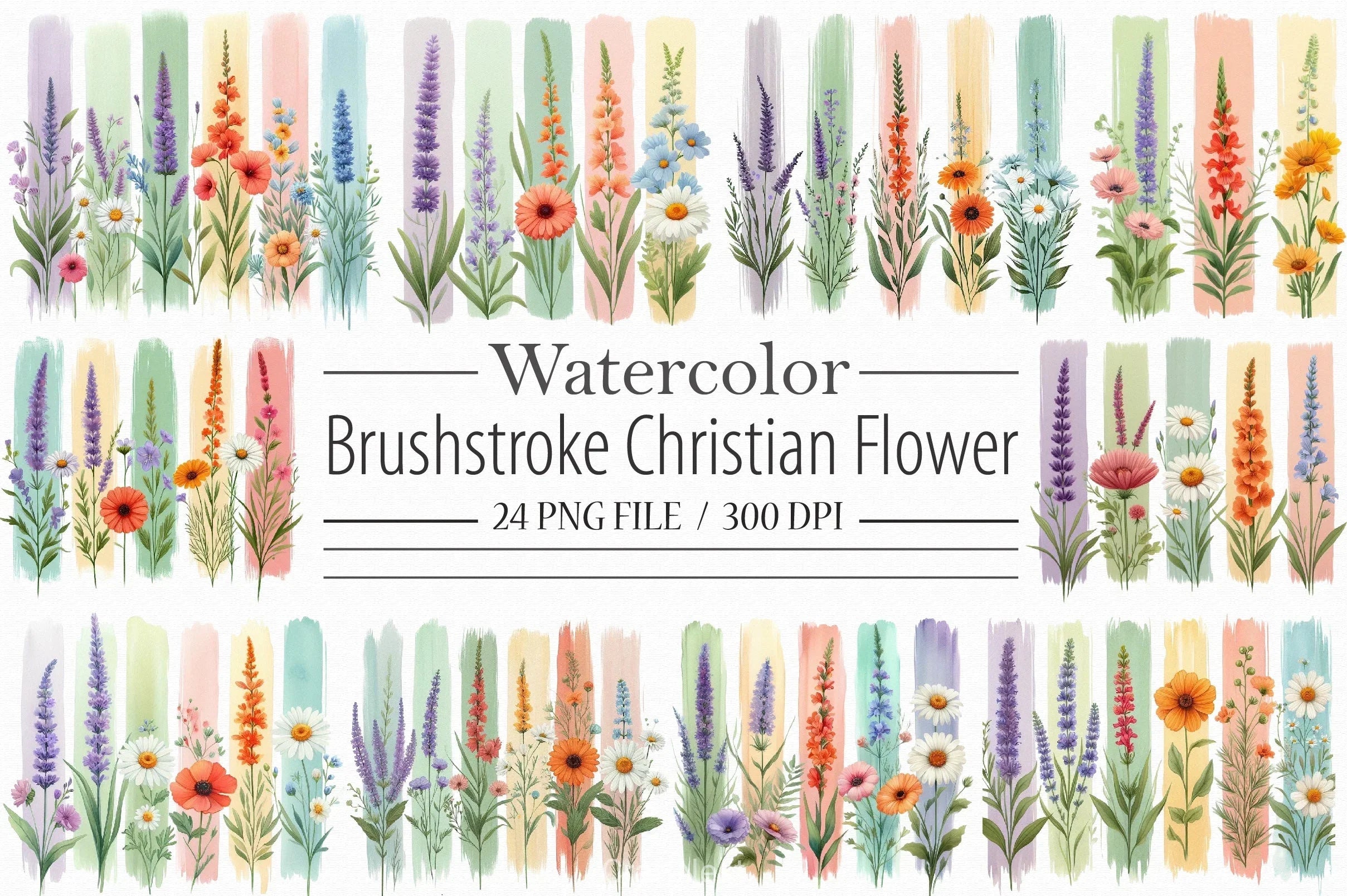 Brushstroke Christian Flower Clipart Bundle - CraftNest - Digital Crafting and Art