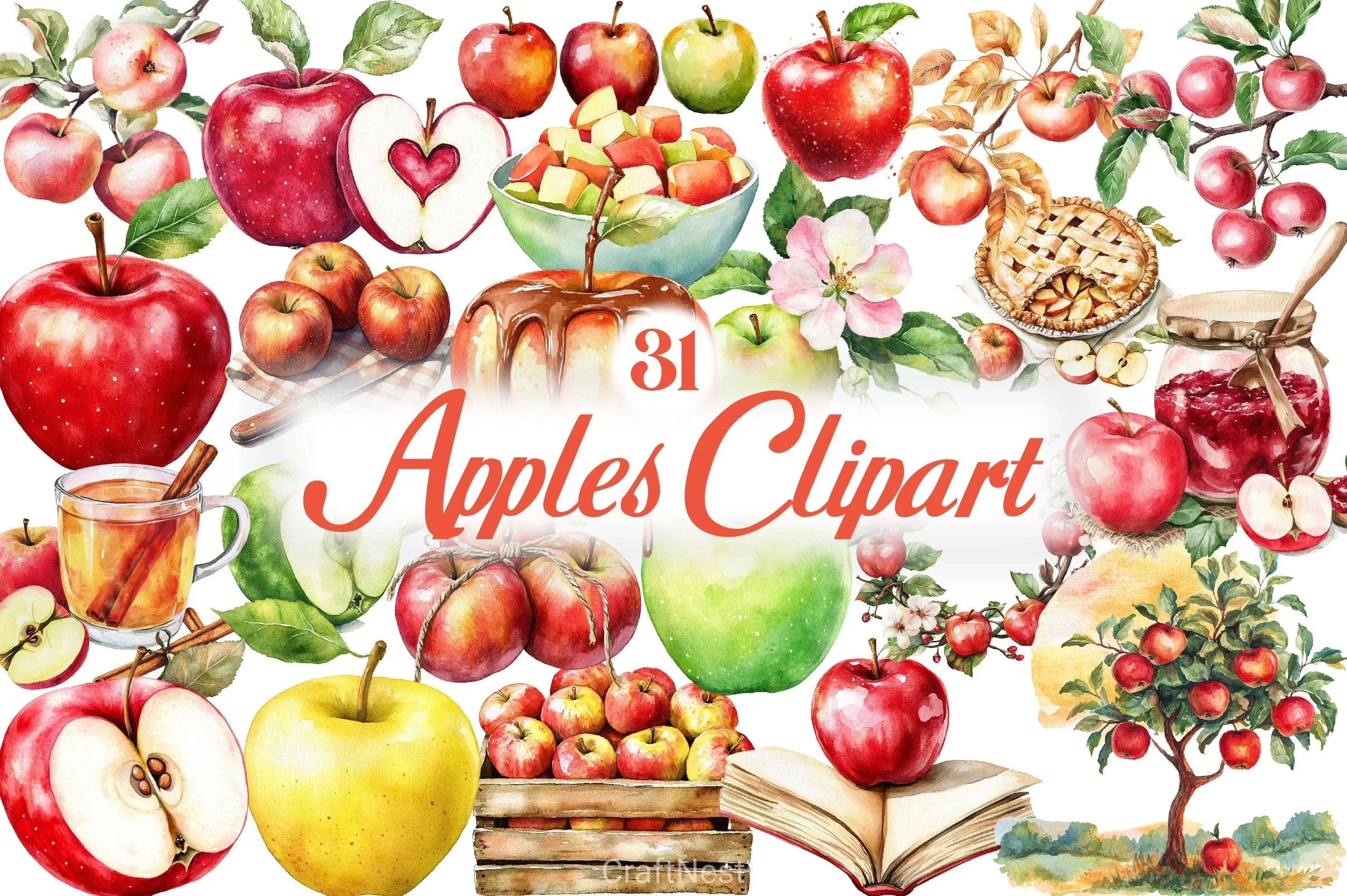 Apples Clipart Bundle 1 - CraftNest - Digital Crafting and Art