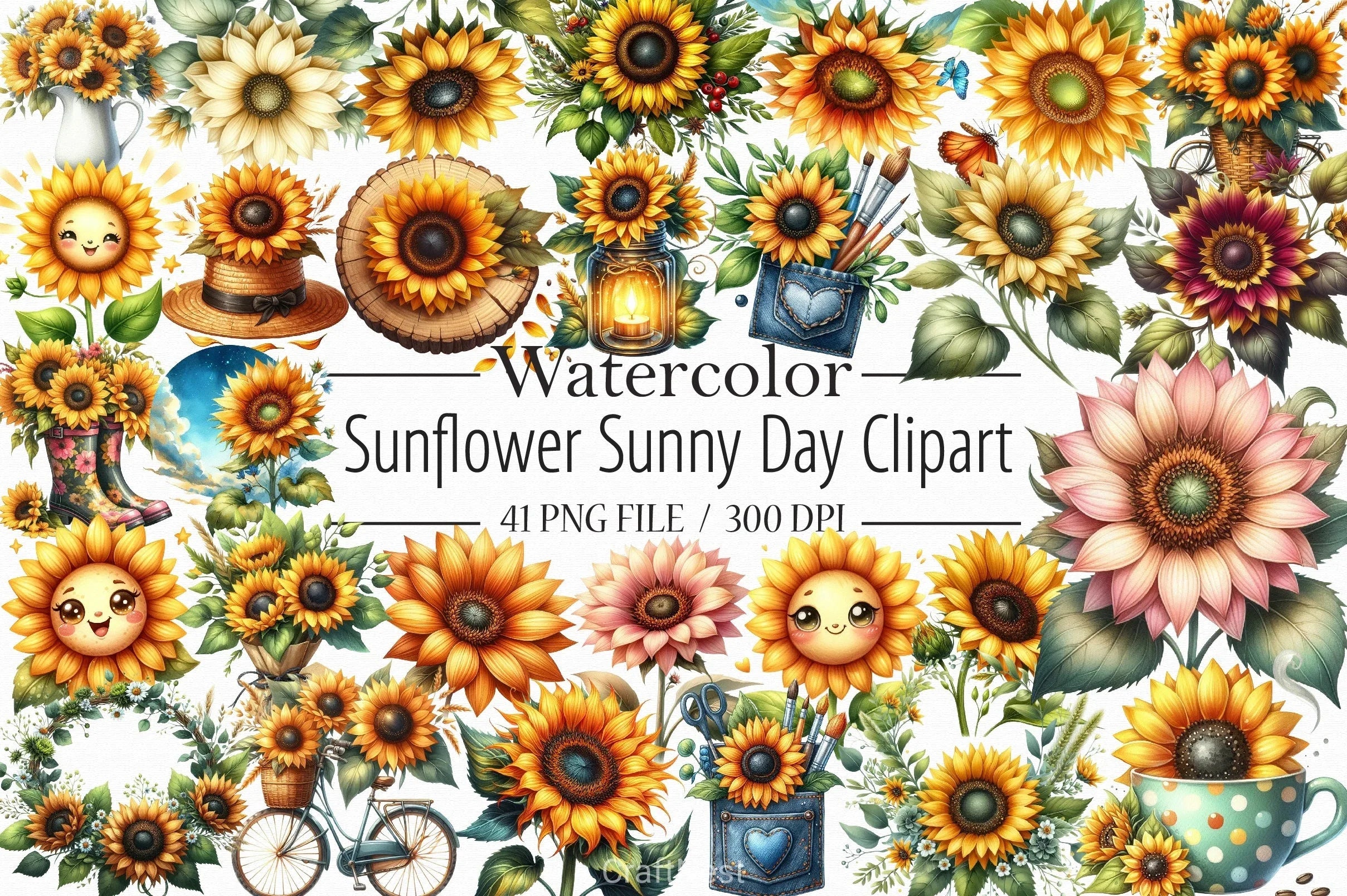 Sunflower Clipart Bundle - CraftNest - Digital Crafting and Art