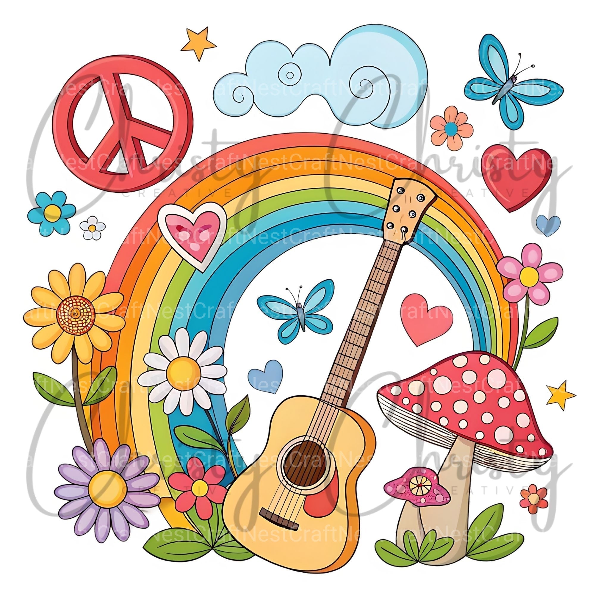 Groovy Retro Clipart Bundle