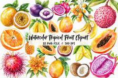 Tropical Fruit Clipart Bundle - CraftNest - Digital Crafting and Art
