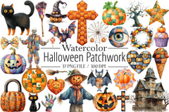 Halloween Patchwork Clipart Bundle - CraftNest - Digital Crafting and Art