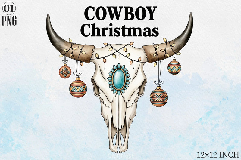 Bull Skull Cowboy Christmas Clipart Bundle - CraftNest - Digital Crafting and Art