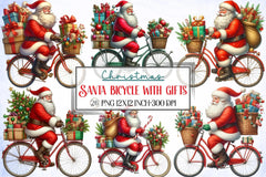 Santa Bicycle Gifts Clipart Bundle - CraftNest - Digital Crafting and Art