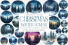 Winter Forest Night Landscape: Christmas Pine Trees Clipart Bundle