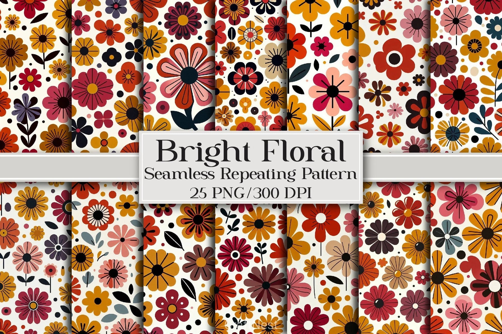 Bright Floral Seamless Pattern - CraftNest - Digital Crafting and Art