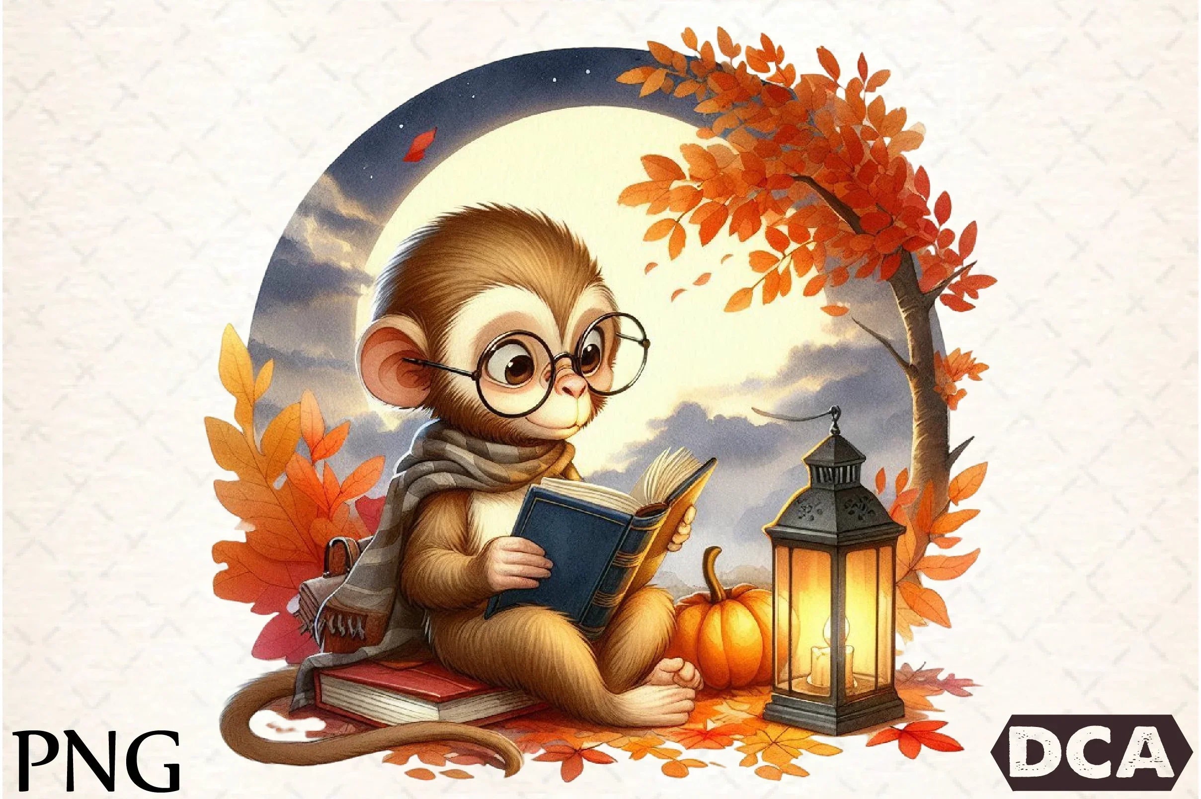 Cute Autumn Monkey Clipart Bundle - CraftNest - Digital Crafting and Art