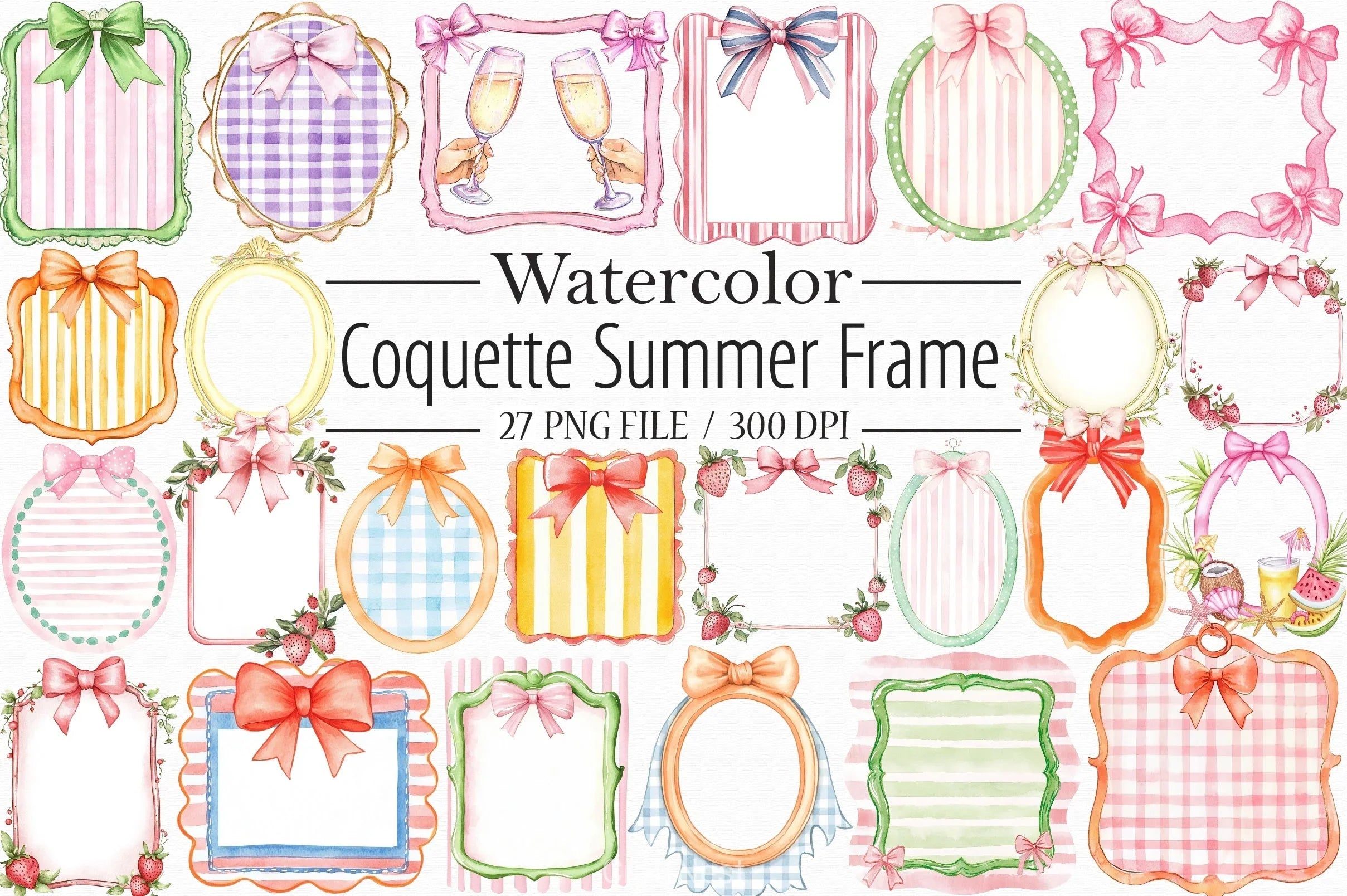 Coquette Summer Frame Clipart Bundle - CraftNest - Digital Crafting and Art