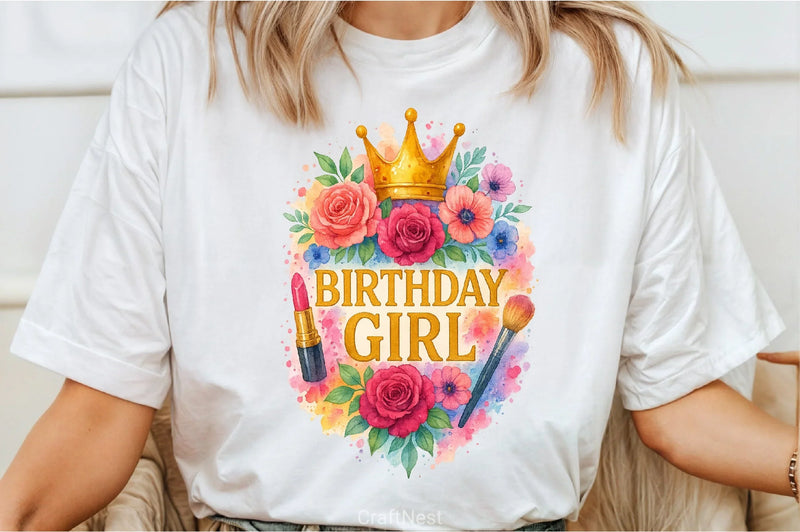 Birthday Girl Floral Clipart Bundle 3 - CraftNest - Digital Crafting and Art