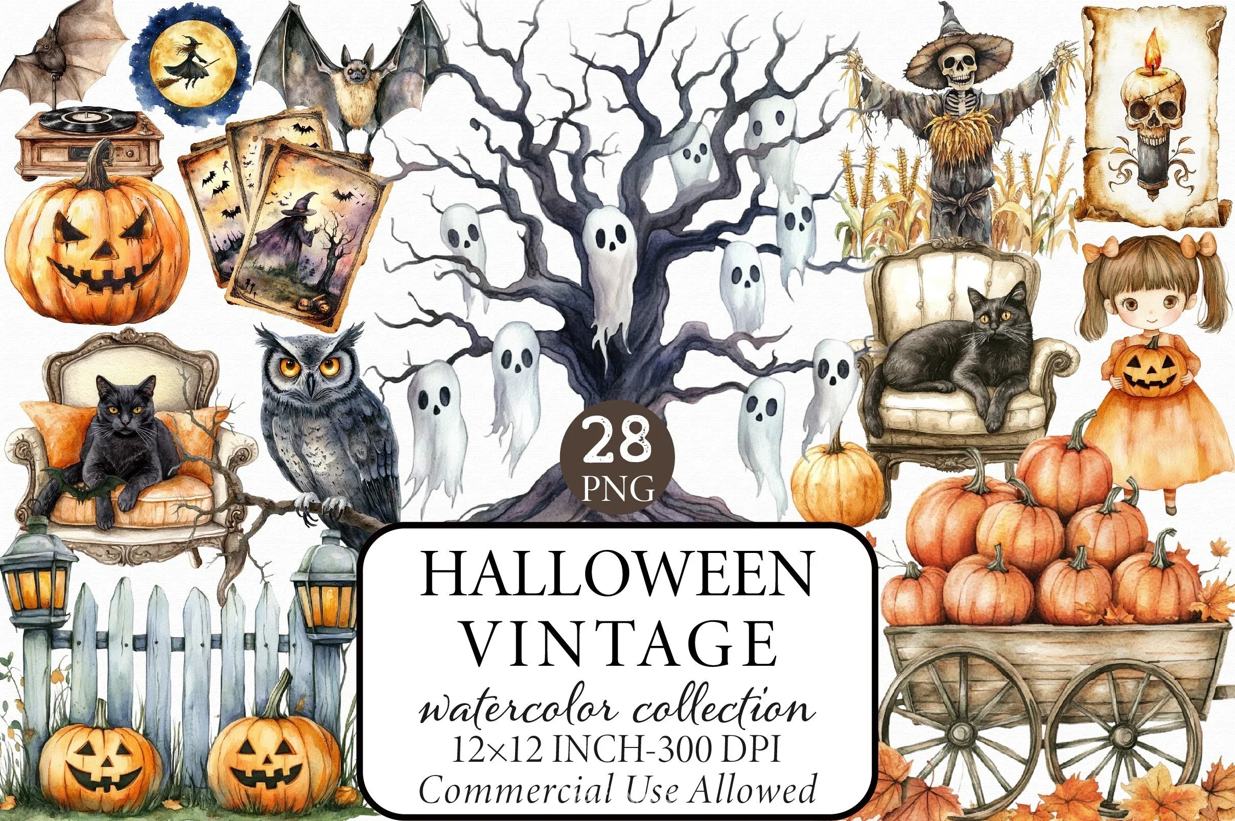 Vintage Halloween Clipart Bundle 8 - CraftNest - Digital Crafting and Art