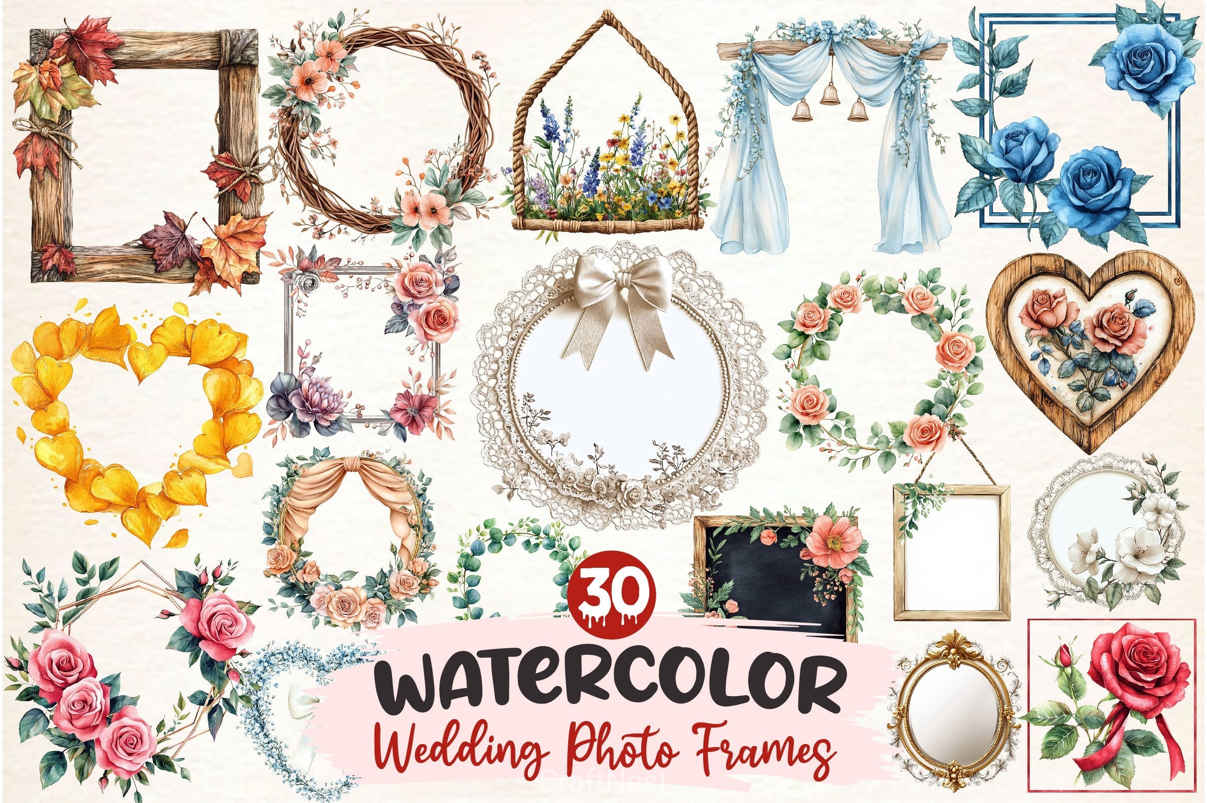 Wedding Photo Frames Clipart Bundle