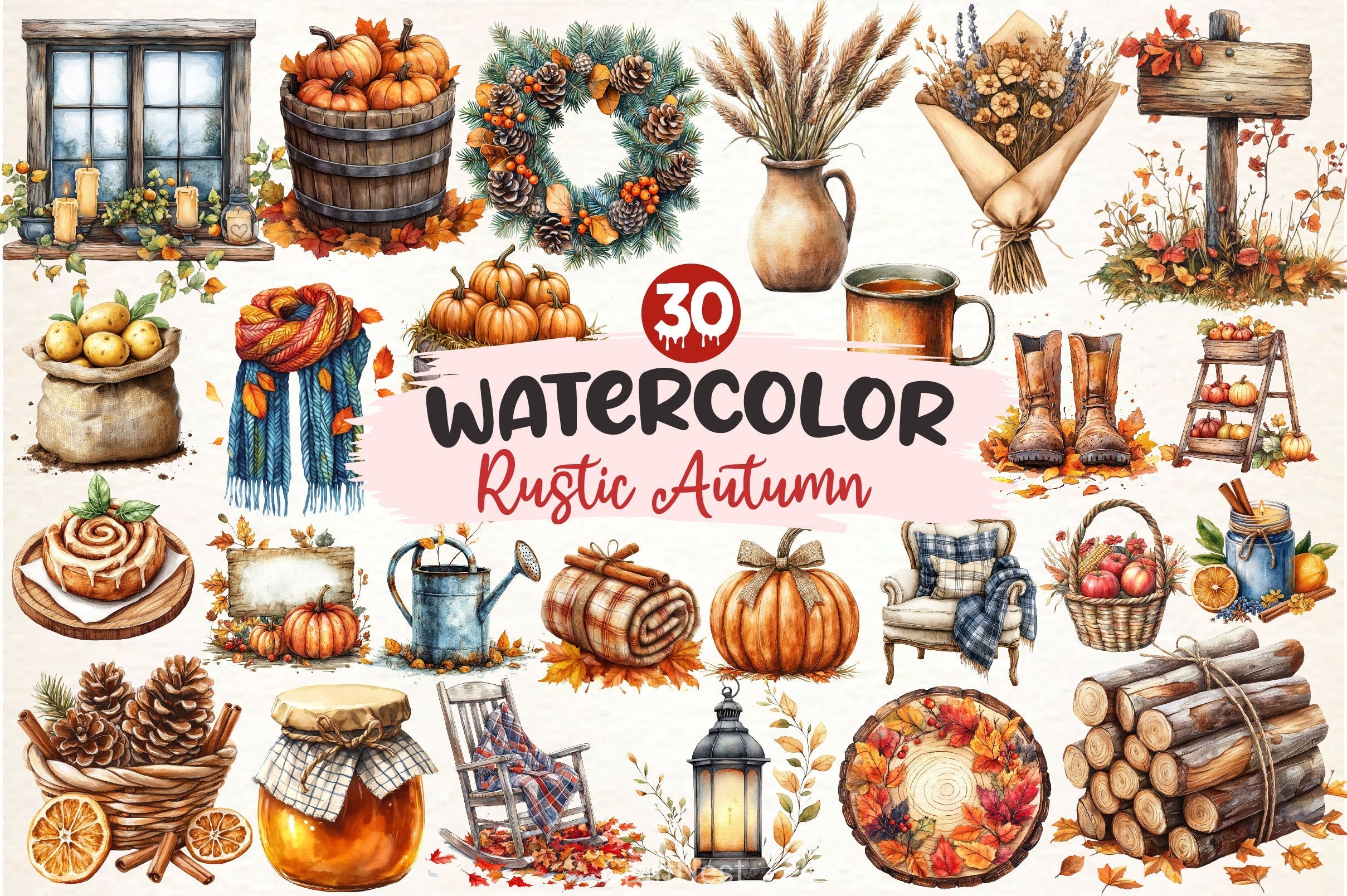 Rustic Autumn Clipart Bundle