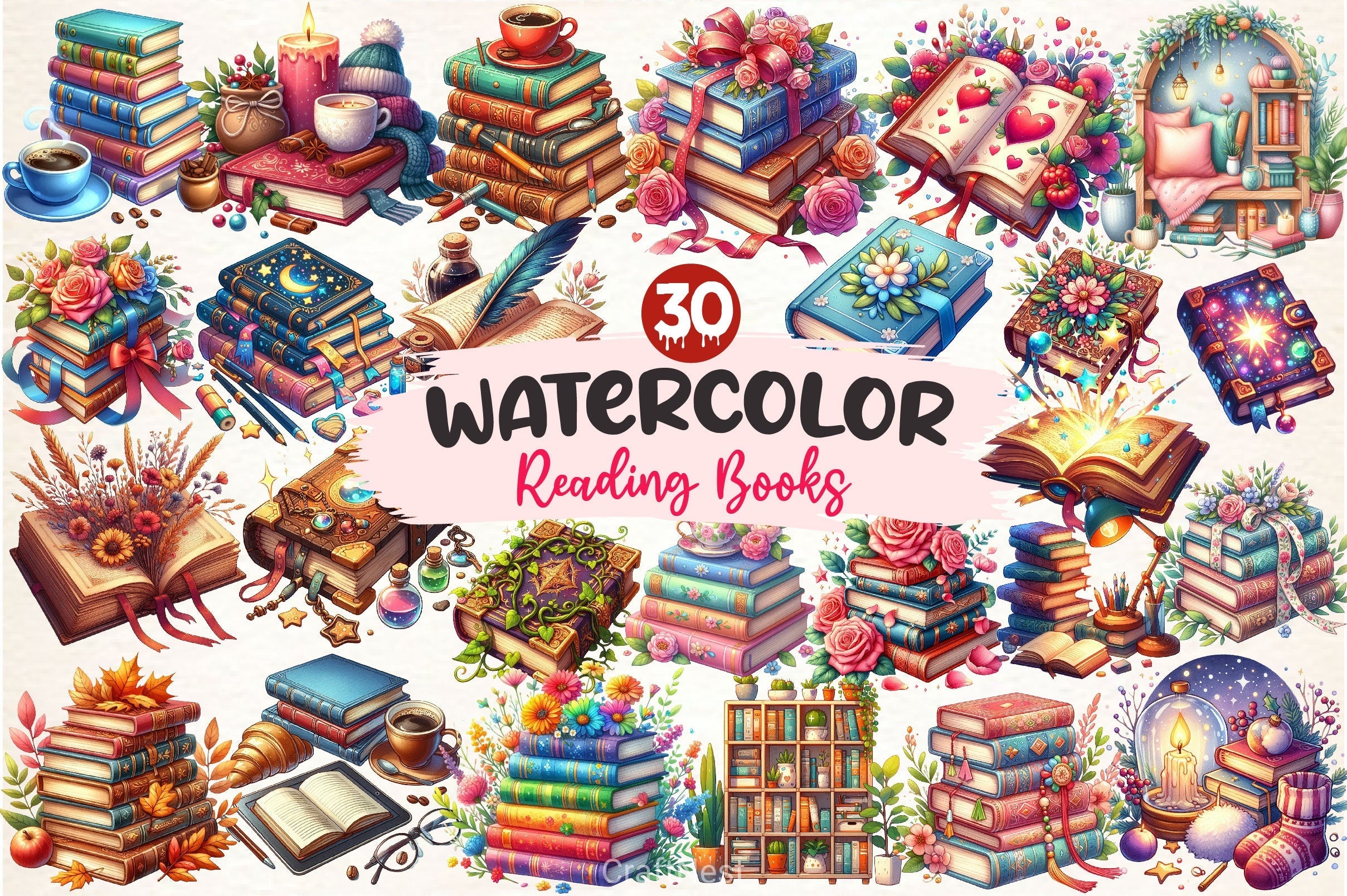 Reading Books Clipart Bundle 4