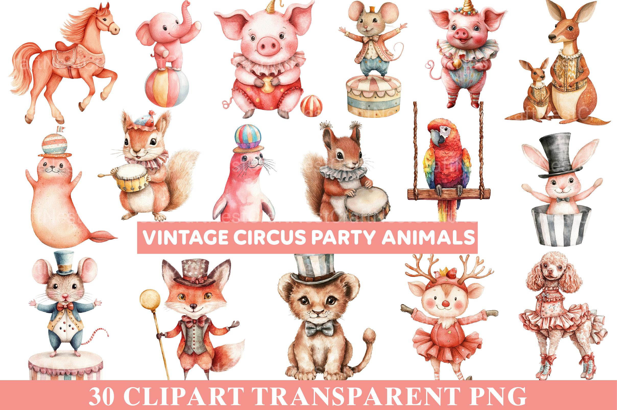 Vintage Circus Party Animal Clipart