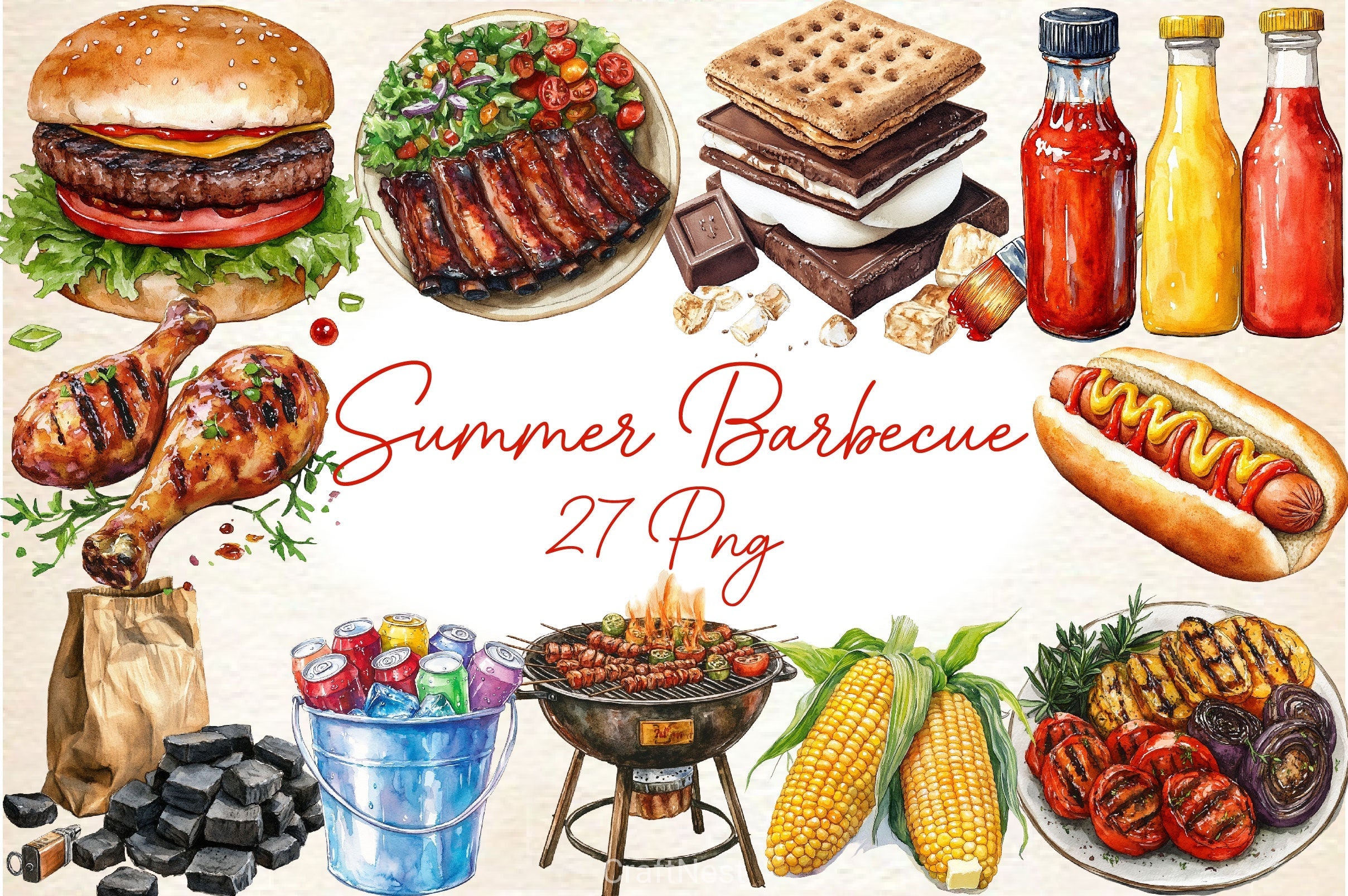 Summer Barbecue Day Clipart Bundle 2